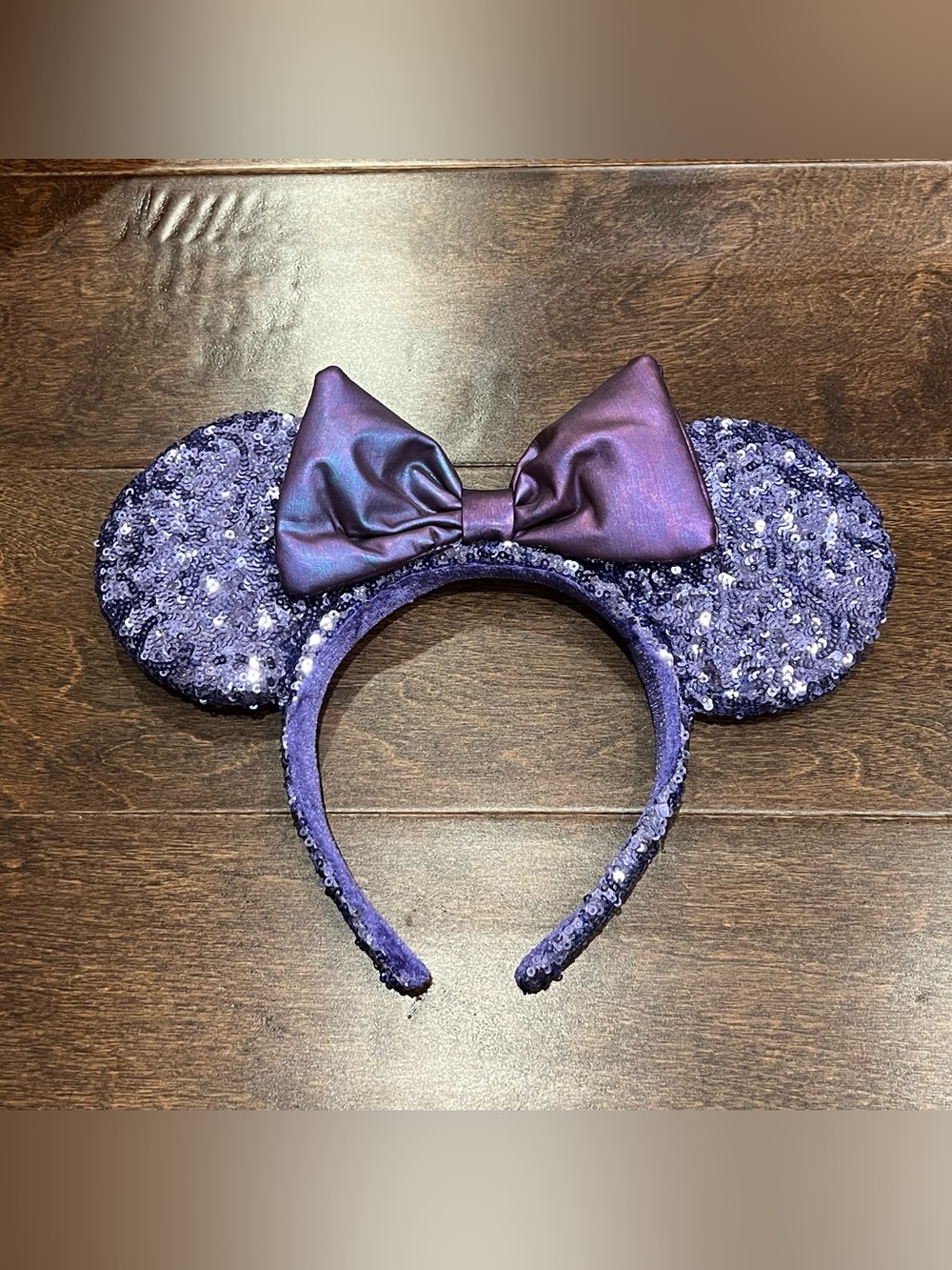 Purple Sequin Mickey Minnie Mouse Ears Headband with Bow